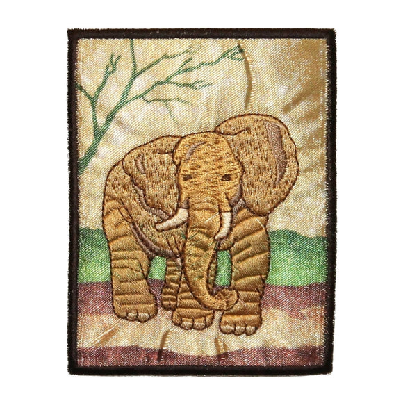 ID 0765 Elephant Portrait Patch Tusk Zoo Wild Badge Embroidered Iron On Applique