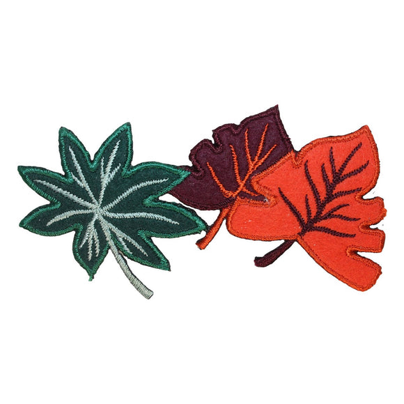 ID 1448 Fall Leaves Patch Autumn Tree Leaf Craft Embroidered Iron On Applique