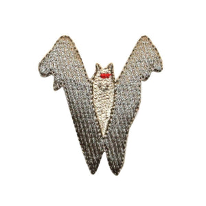 ID 0930 Silver Vampire Bat Patch Halloween Scary Embroidered Iron On Applique