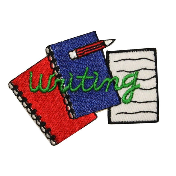 ID 0976 Writing Notebooks Patch School English Embroidered Iron On Applique