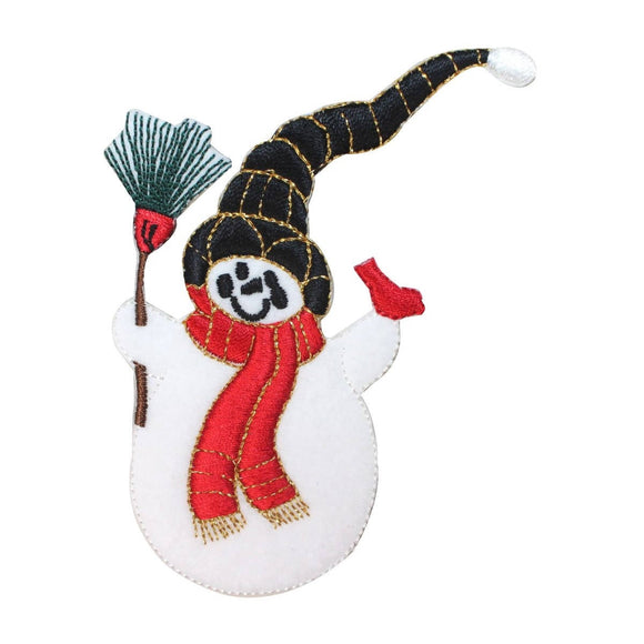 ID 8014 Snowman With Knitted Hat Patch Christmas Embroidered Iron On Applique