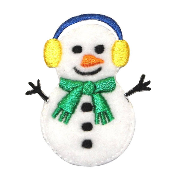 ID 8015 Fuzzy Snowman Patch Christmas Winter Snow Embroidered Iron On Applique