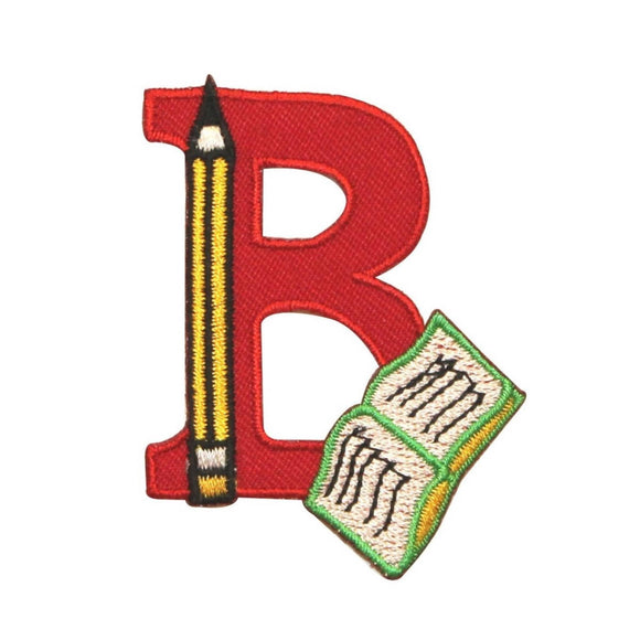 ID 0996 B is For Book Patch School Reading Learning Embroidered Iron On Applique