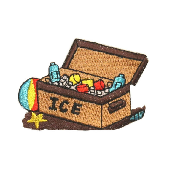 ID 0997 Beach Ice Chest Patch Summer Ocean Vacation Embroidered Iron On Applique