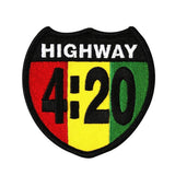 Highway 420 Rastafari Patch Cannabis Marijuana Pot Embroidered Iron On Applique