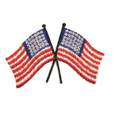 ID 1043 Pair of American Flags Patch Patriotic Sign Embroidered Iron On Applique