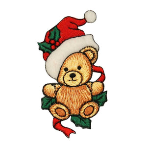 ID 8030 Christmas Teddy Bear Patch Decoration Gift Embroidered Iron On Applique