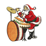ID 8033 Santa Playing Drums Patch Christmas Music Embroidered Iron On Applique