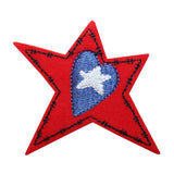 ID 1056A Large Patriotic Star Patch America Heart Embroidered Iron On Applique