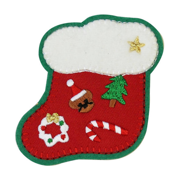 ID 8066 Fuzzy Baby Stocking Patch Christmas Holiday Felt Iron On Applique