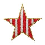 ID 1061C American Star With Stripes Patch Patriotic Embroidered Iron On Applique