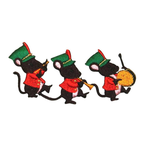 ID 8067 Festive Mice Playing Music Patch Christmas Embroidered Iron On Applique