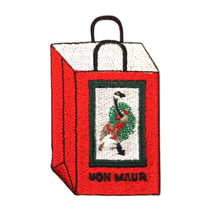 ID 8069 Von Maur Shopping Bag Patch Holiday Shop Embroidered Iron On Applique