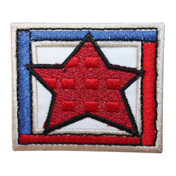 ID 1071A Patriotic Star Badge Patch America Craft Embroidered Iron On Applique