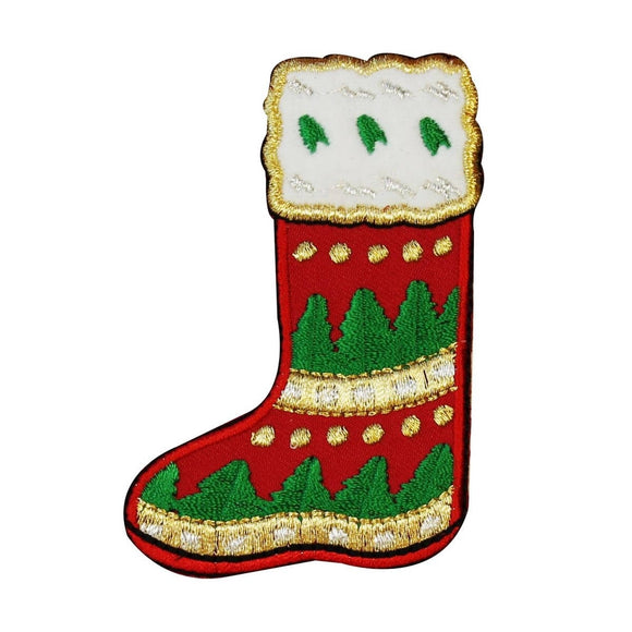 ID 8071 Christmas Stocking Patch Holiday Sock Boot Embroidered Iron On Applique