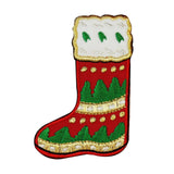 ID 8071 Christmas Stocking Patch Holiday Sock Boot Embroidered Iron On Applique