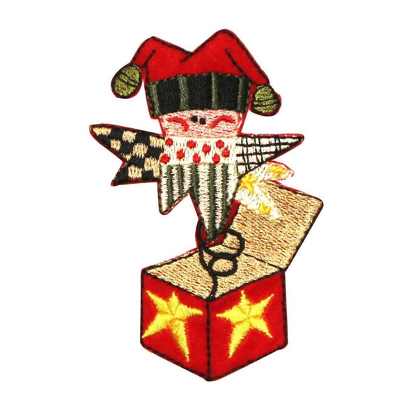 ID 8079 Festive Jack In The Box Patch Christmas Toy Embroidered Iron On Applique