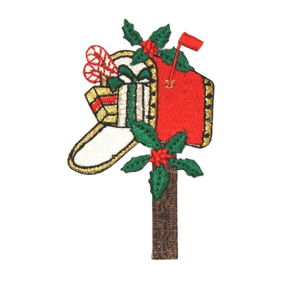 ID 8081 Mailbox Full With Presents Patch Christmas Embroidered Iron On Applique