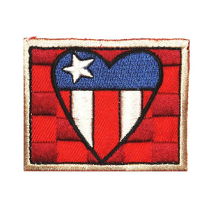 ID 1073 America Flag Heart Patch Patriotic Craft Embroidered Iron On Applique