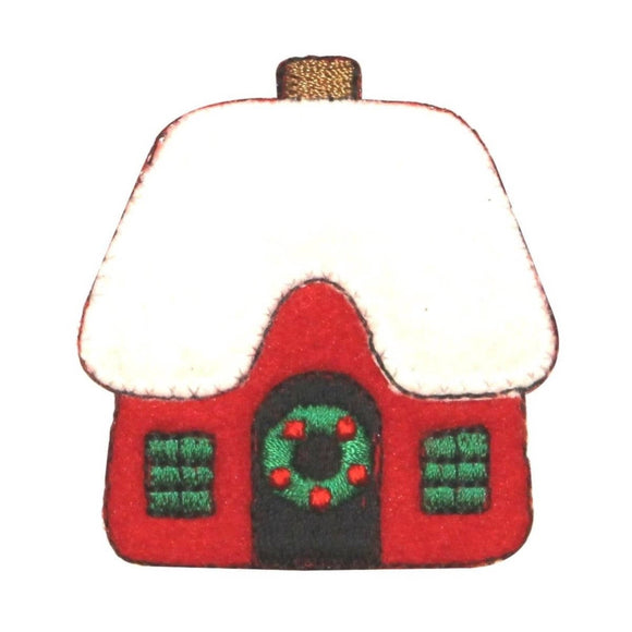 ID 8087 Winter Cottage With Snow Patch Christmas House Felt Iron On Applique