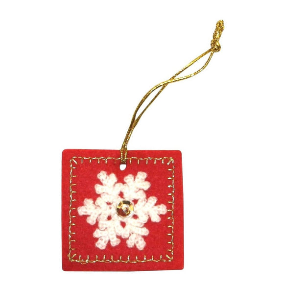 ID 8093 Snowflake Bag Tag Patch Christmas Present Gift Felt Sew On Applique