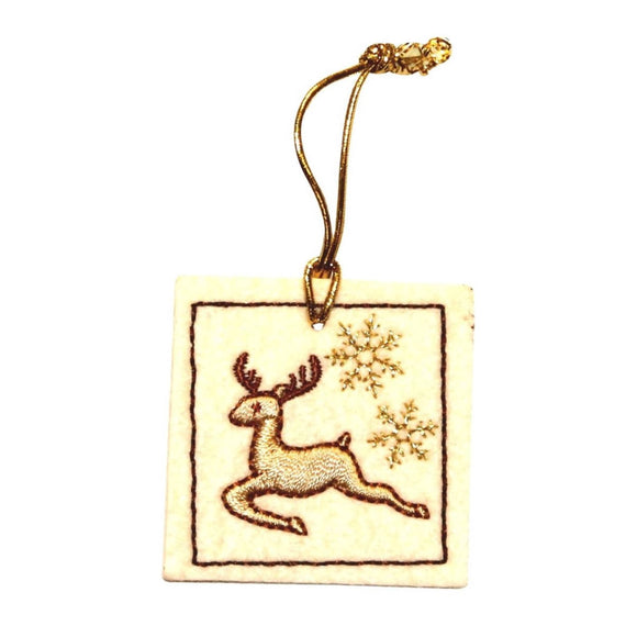 ID 8095 Reindeer Bag Tag Patch Christmas Present Gift Felt Sew On Applique