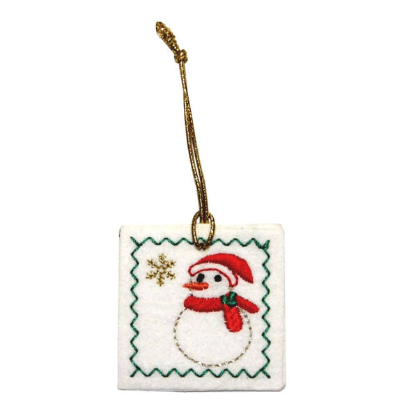 ID 8097 Snowman Bag Tag Patch Christmas Present Gift Felt Sew On Applique