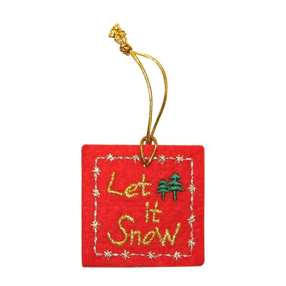 ID 8098 Let It Snow Bag Tag Patch Christmas Present Gift Felt Sew On Applique