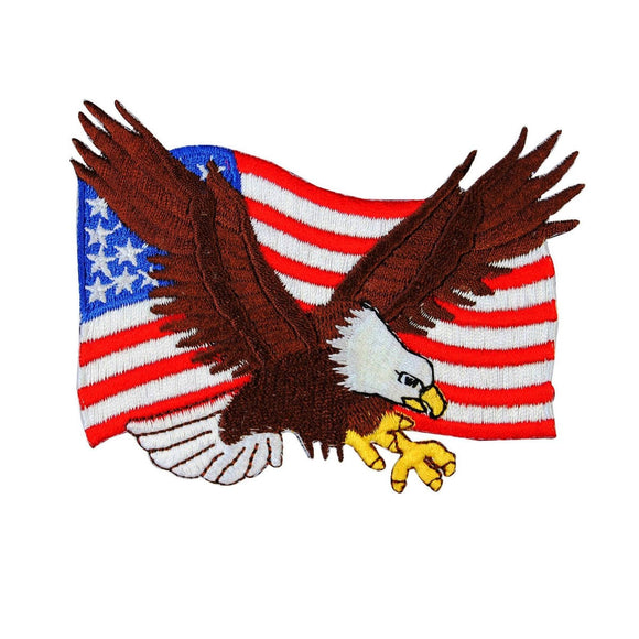 American Flag Yellow Border/stars on Right Iron on Applique Embroidered  Patch 620813-BR 