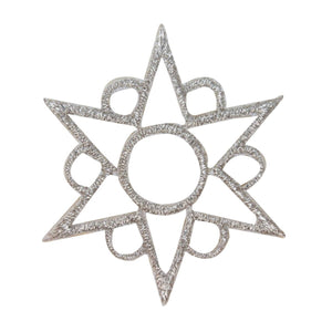 ID 8130 Silver Snowflake Patch Winter Snowflake Ice Embroidered Iron On Applique