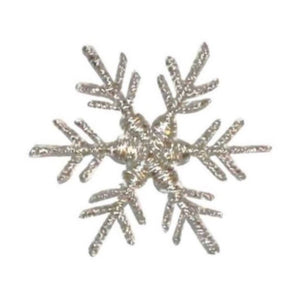 ID 8131 Silver Snowflake Patch Winter Christmas Ice Embroidered Iron On Applique