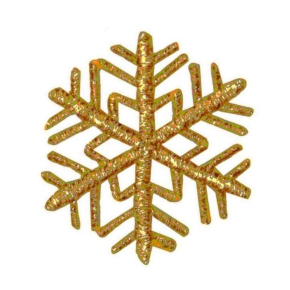 ID 8136 Gold Snowflake Patch Christmas Winter Ice Embroidered Iron-On Applique