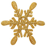 ID 8140 Gold Snowflakes Patch Christmas Winter Ice Embroidered Iron On Applique