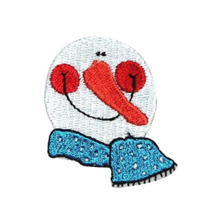 ID 8151A Happy Snowman Face Patch Christmas Winter Embroidered Iron On Applique