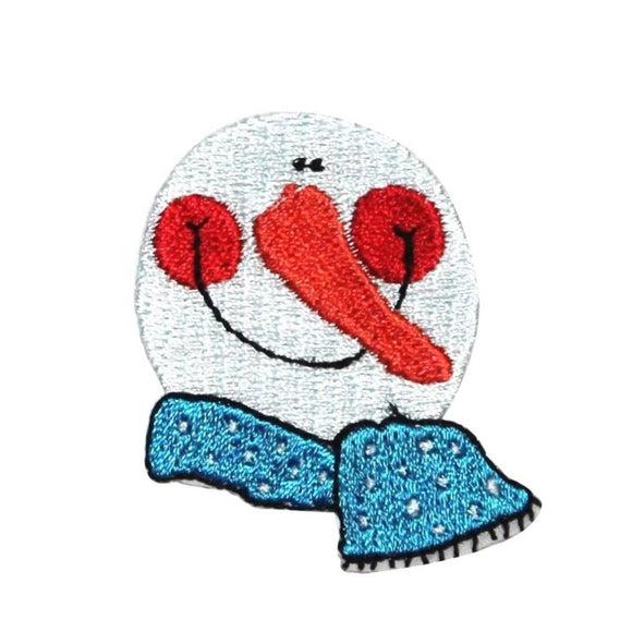 ID 8151A Happy Snowman Face Patch Christmas Winter Embroidered Iron On Applique