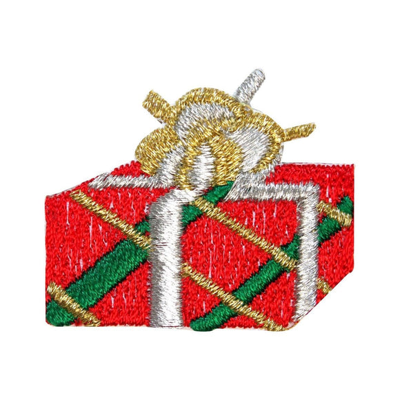 ID 8154A Festive Present Patch Christmas Gift Box Embroidered Iron On Applique