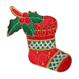 ID 8162A Christmas Stocking Patch Decoration Holiday Embroidered IronOn Applique