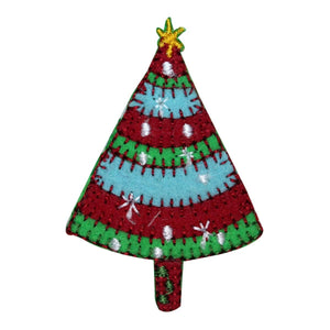 ID 8167A Festive Christmas Tree Patch Holiday Craft Embroidered Iron On Applique