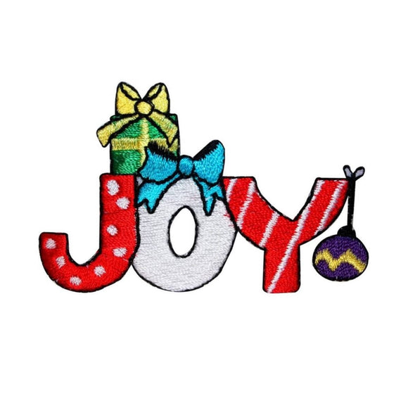 ID 8175A Joy Christmas Theme Patch Holiday Season Decoration Iron On Applique