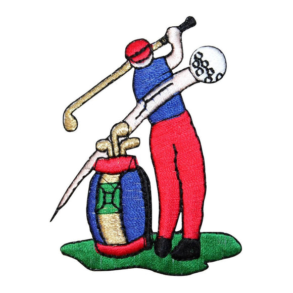 ID 1512 Golfer Driving Ball Patch Tee Off Four Club Embroidered Iron On Applique