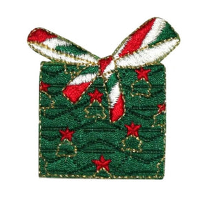 ID 8179A Christmas Present Patch Holiday Gift Box Embroidered Iron On Applique