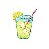 ID 1133A Glass of Lemonade Patch Summer Drink Ice Embroidered Iron On Applique