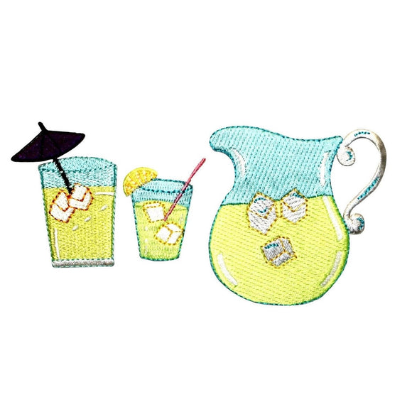 ID 1133ABC Set of 3 Lemonade Drink Patches Summer Embroidered Iron On Applique