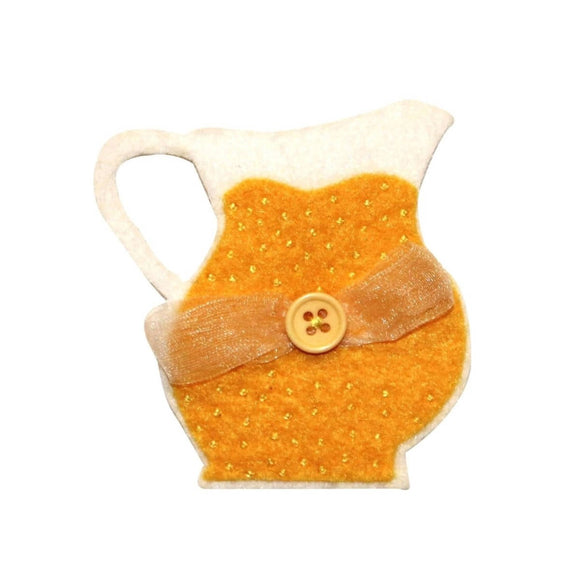 ID 1134 Pitcher of Juice Patch Button Jug Craft Embroidered Iron On Applique