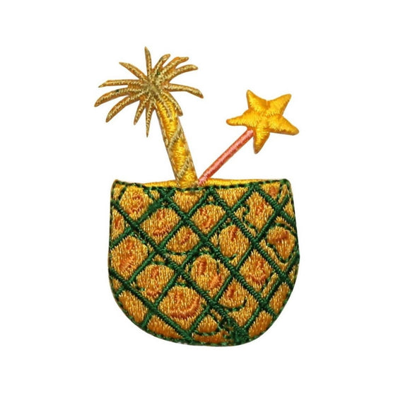 ID 1137 Pineapple Mix Drink Patch Hawaii Vacation Embroidered Iron On Applique