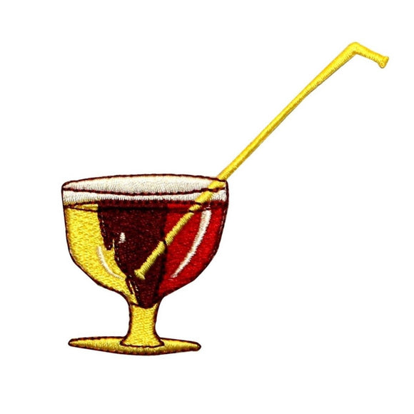 ID 1148 Cocktail Drink With Straw Patch Rum Coke Embroidered Iron On Applique