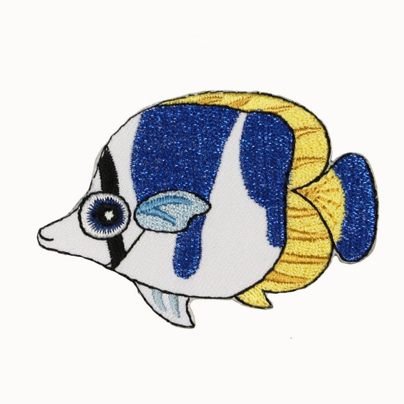 ID 0203 Tropical Angel Fish Patch Shiny Sea Sequin Fresh Water Iron On Applique