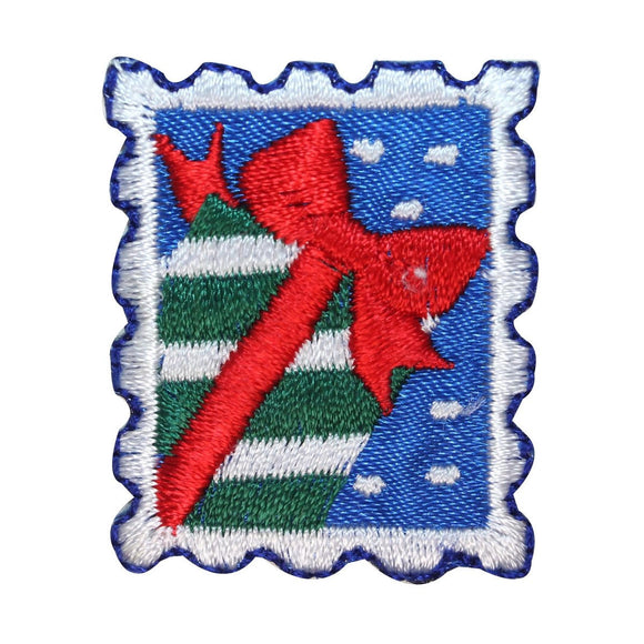 ID 8203B Christmas Present Stamp Patch Holiday Embroidered Iron On Applique