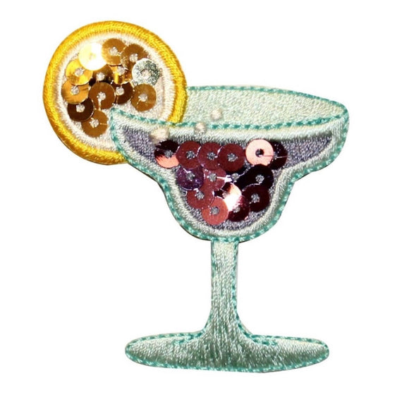 ID 1156 Margarita With Sequins Patch Cocktail Drink Embroidered Iron On Applique
