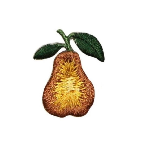 ID 1164 Fresh Pear With Leaves Patch Summer Fruit Embroidered Iron On Applique